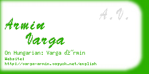 armin varga business card